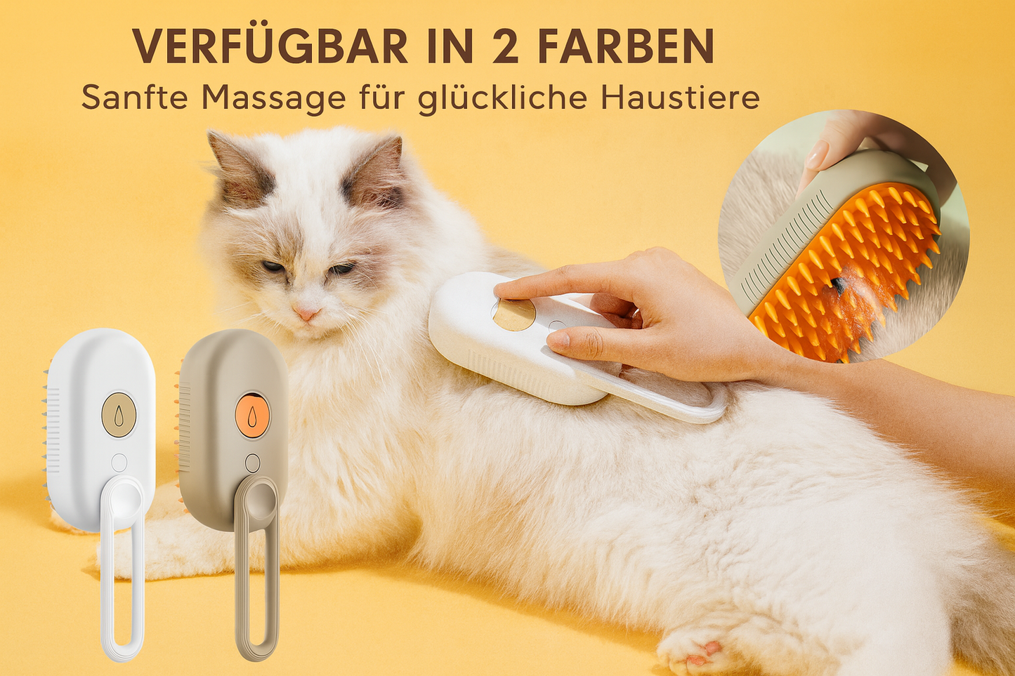 3-in-1 Elektrische Dampfbürste für Katzen & Hunde - Fellpflege mit Massage